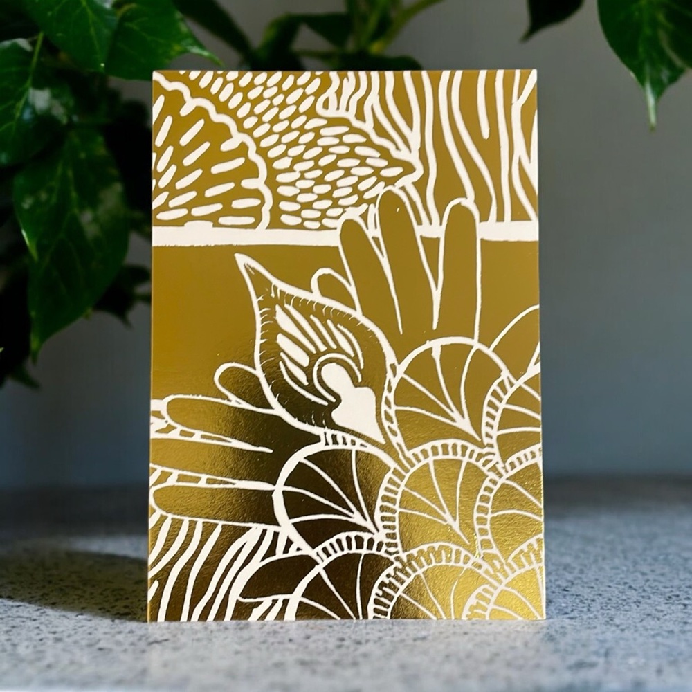 Gold Floral Print 5x7